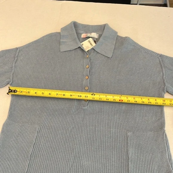 FREE PEOPLE BEACH RIBBED PICNIC SWEATER MINI DRESS  BLUE - Picture 11 of 16